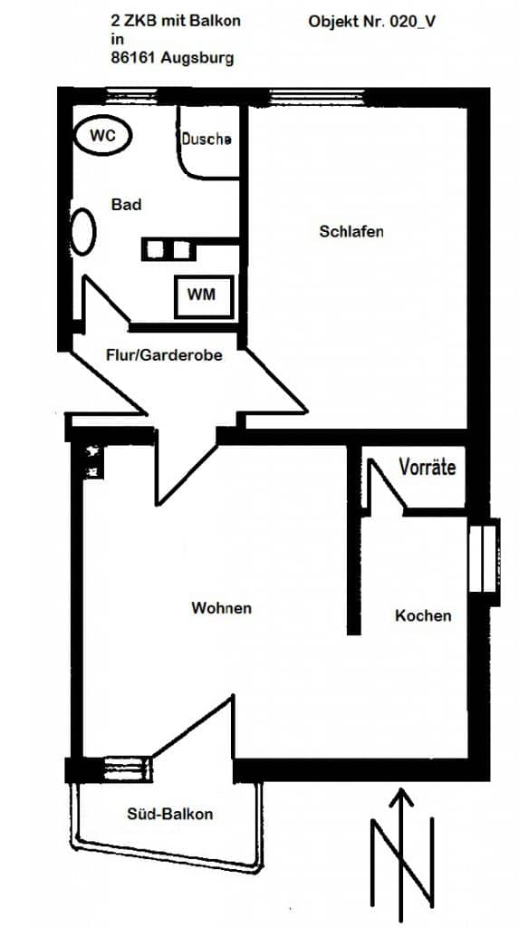 2 Zimmer Wohnung mit Süd-Balkon